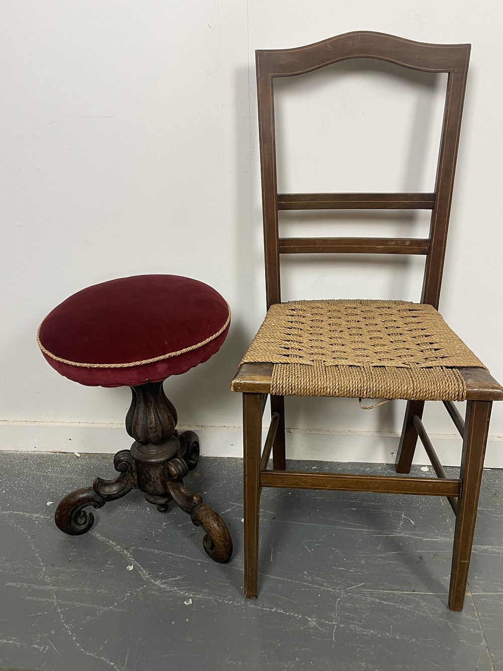 Lot 268 – Victorian Piano Stool and Inlaid chair