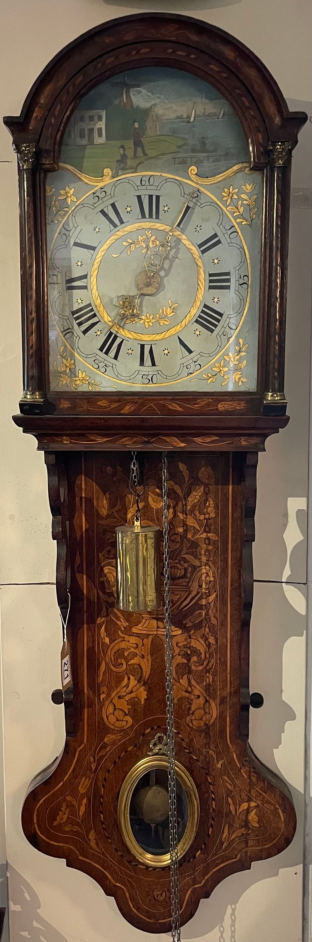 Lot 271 – A Fine Dutch Inlaid 19th Century Wall Clock.