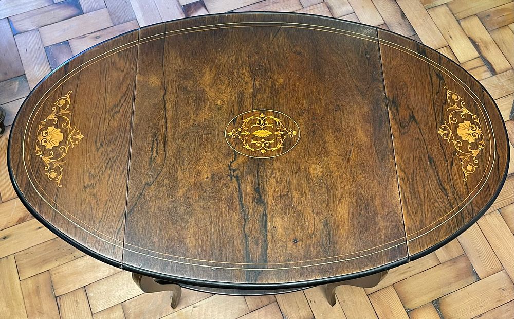 Lot 277 – A Late Victorian Marquetry Drop Sided Occasional Table