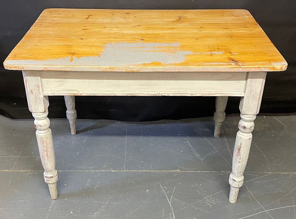 Lot 283 – A Pine Painted Kitchen Table With Drawer
