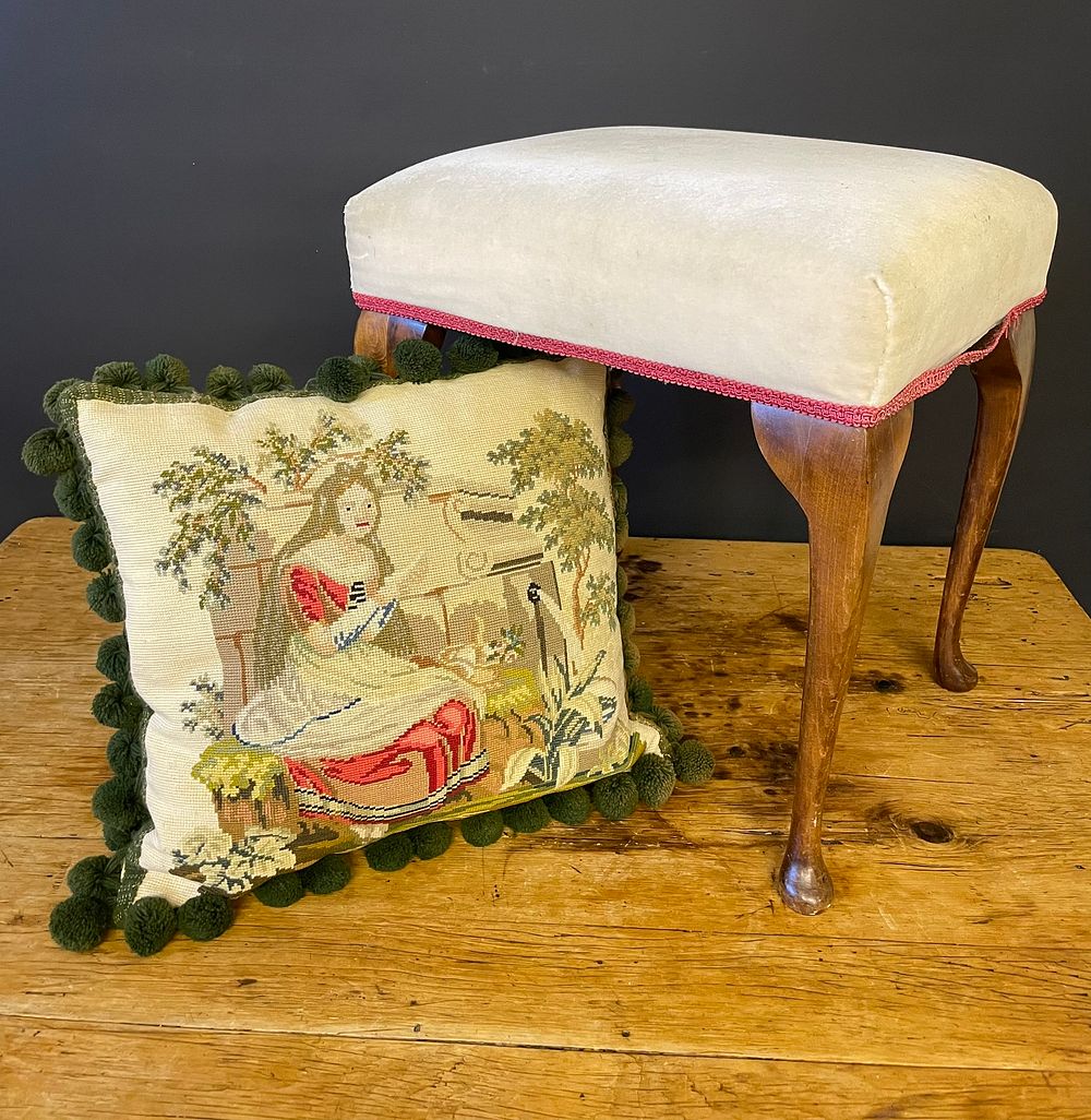 Lot 287 – A tapestry cushion and stool