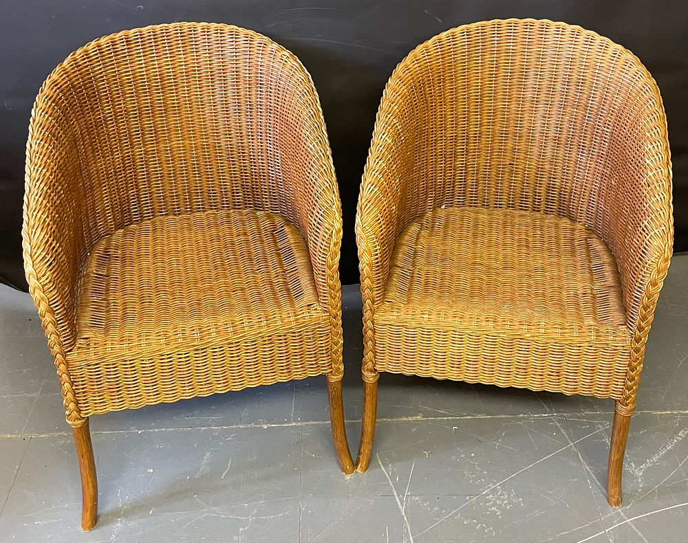 Lot 295 – A Pair Of Wicker Conservatory Chairs