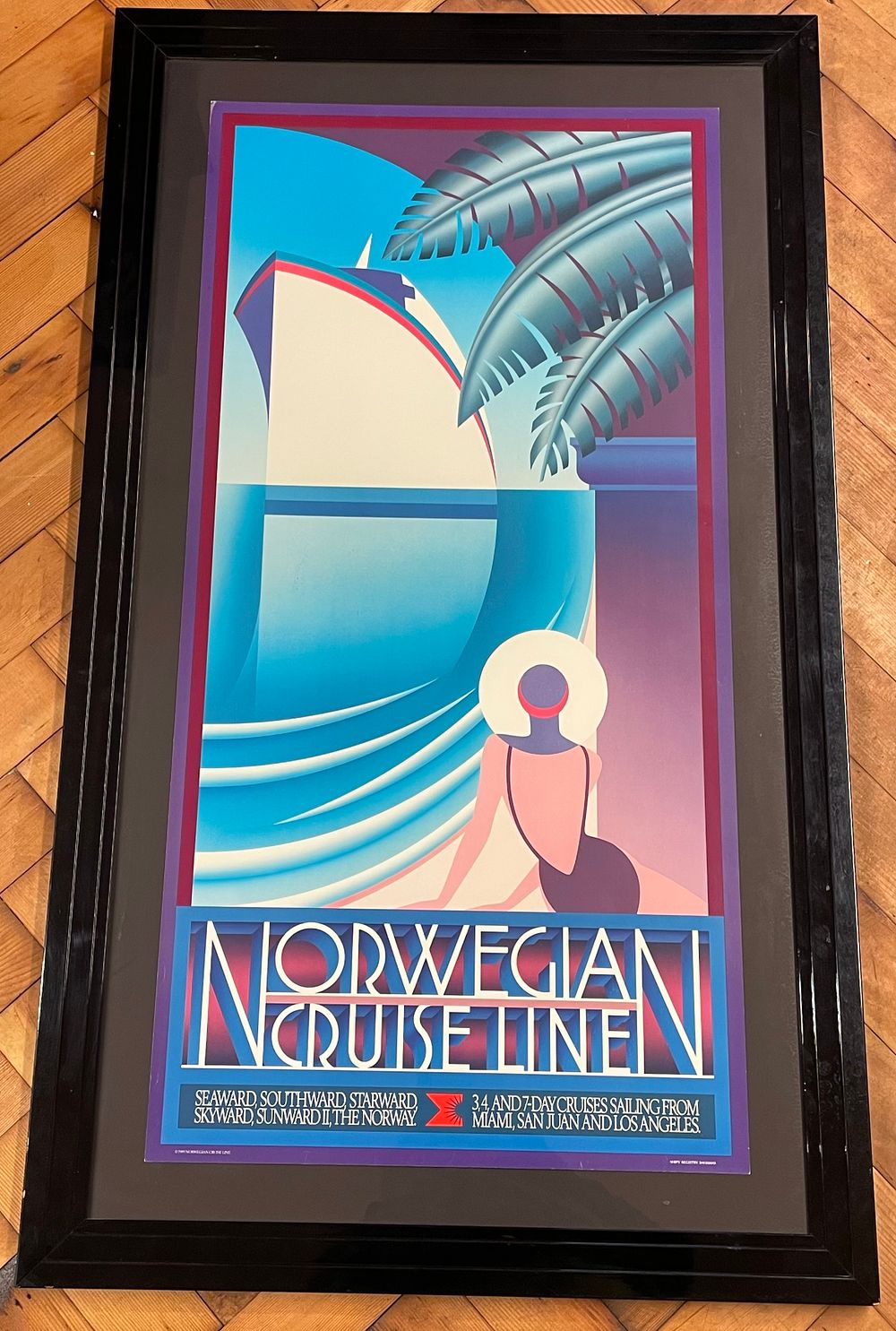 Lot 321 – Dennis Ziemienski Norwegian Cruise Line Advertising Poster 1989