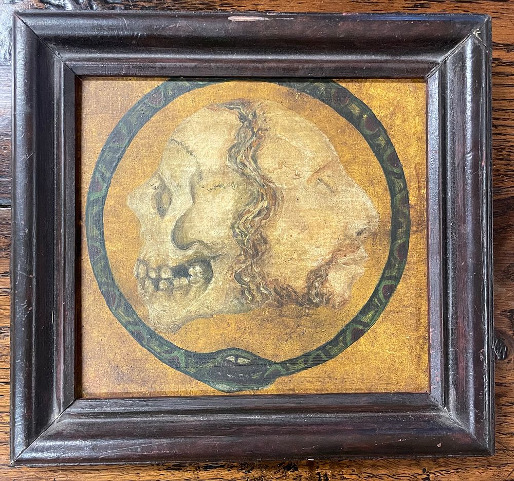 Lot 362 – Memento Mori Oil Painting on Panel in the Manner of Hans Holbein the Younger