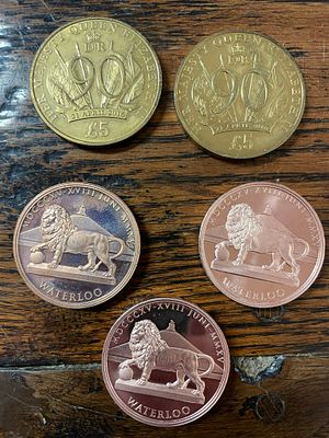 Two 5 Pound Coins & 3 Medals. Two 5 Pound Coins &amp; 3 Medals consisting two Jersey &pound;5 coins 