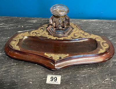 A Victorian Brass Mounted Pen And Ink Stand