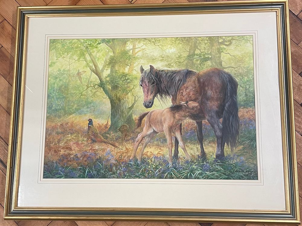 Lot 118 – Spencer Roberts (British, 1934-1997), Mare and Foal in a Woodland Setting, 1992