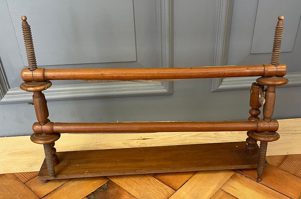 Lot 51 – Antique Turned Wood Tabletop Embroidery Scroll Frame