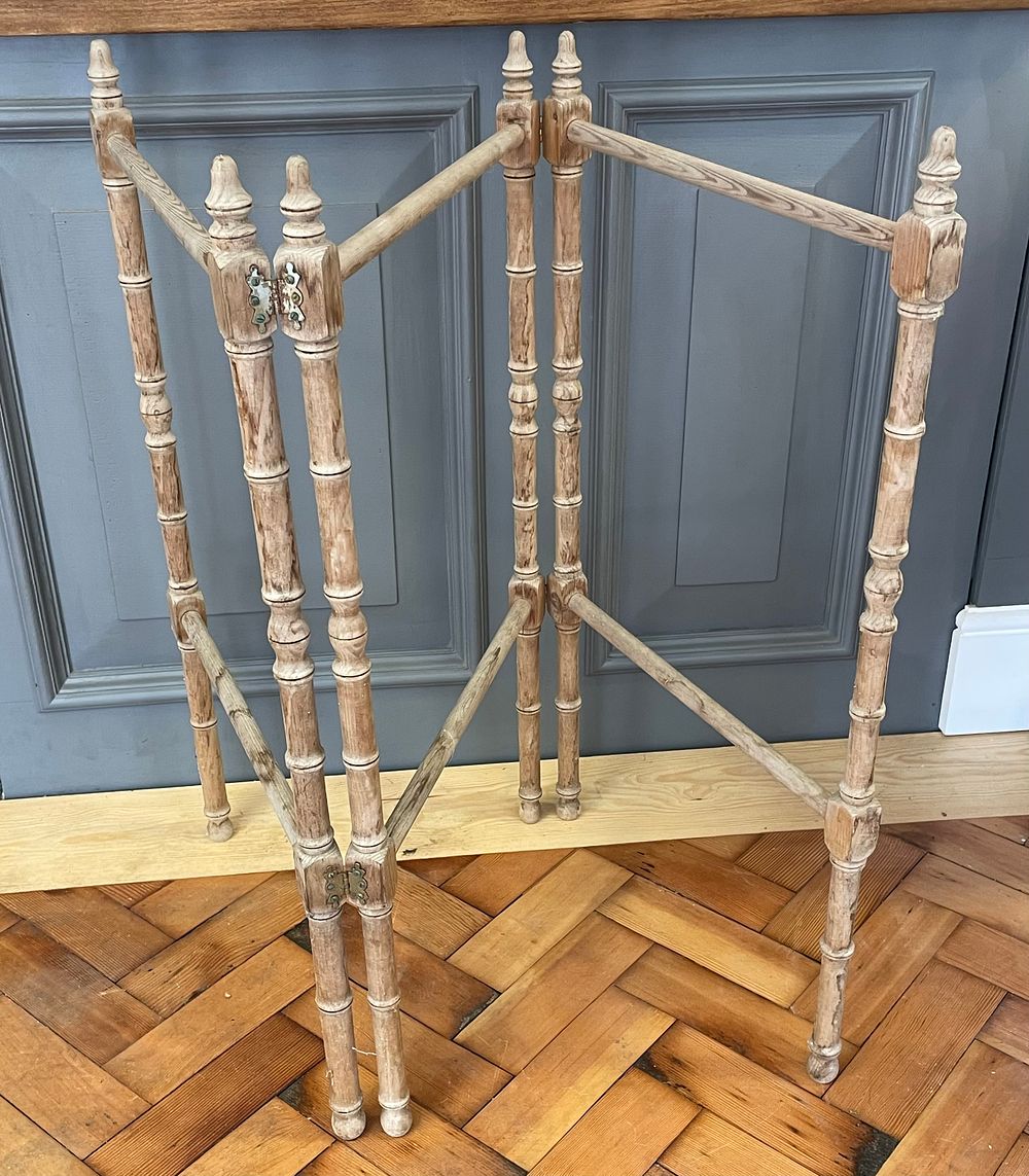 Lot 251 – Victorian Stripped Pine Three-Panel Folding Towel Rail