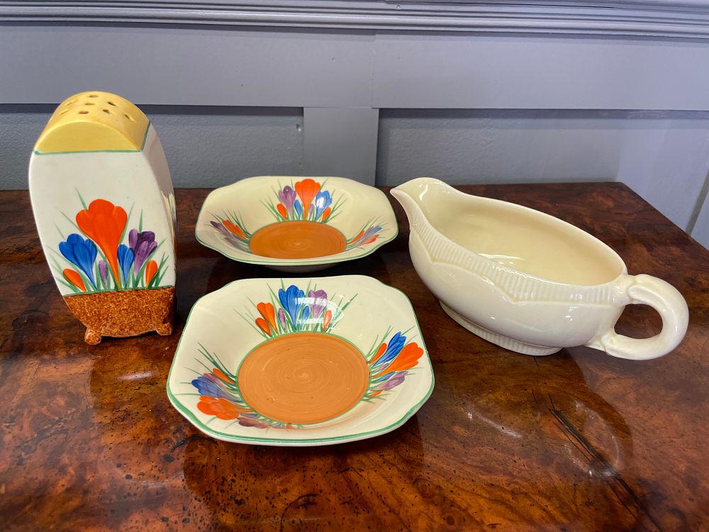 Lot 58 – A Collection of Clarice Cliff Earthenware Tableware Including Crocus Pattern Pieces