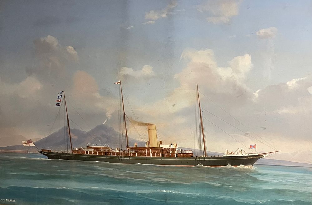 Lot 127 – Luigi de Simone (Italian, active 19th Century), Portrait of the Steam Yacht Giralda in the Bay of Naples, 1897