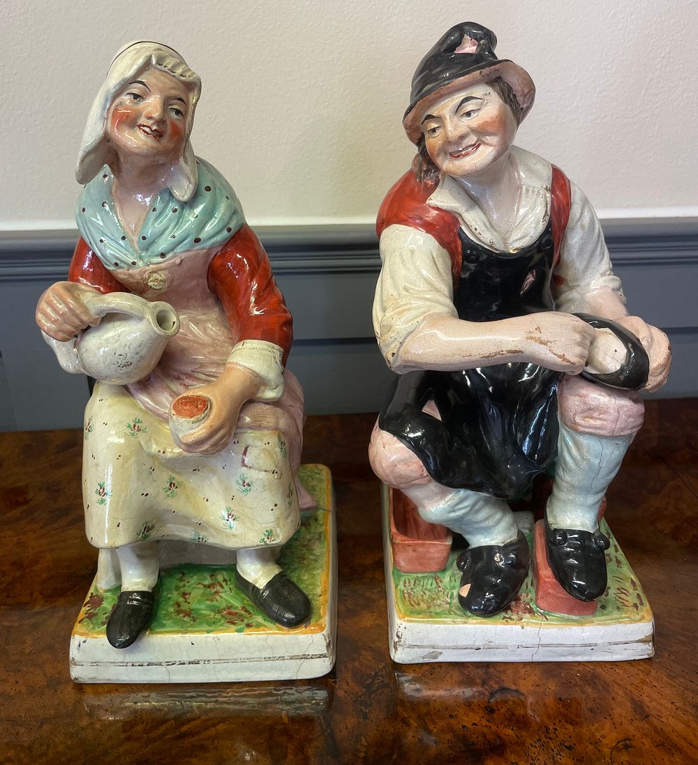 Lot 136 – A Pair of Large 19th Century Staffordshire Figures of Jobson and Nell the Cobbler and His Wife