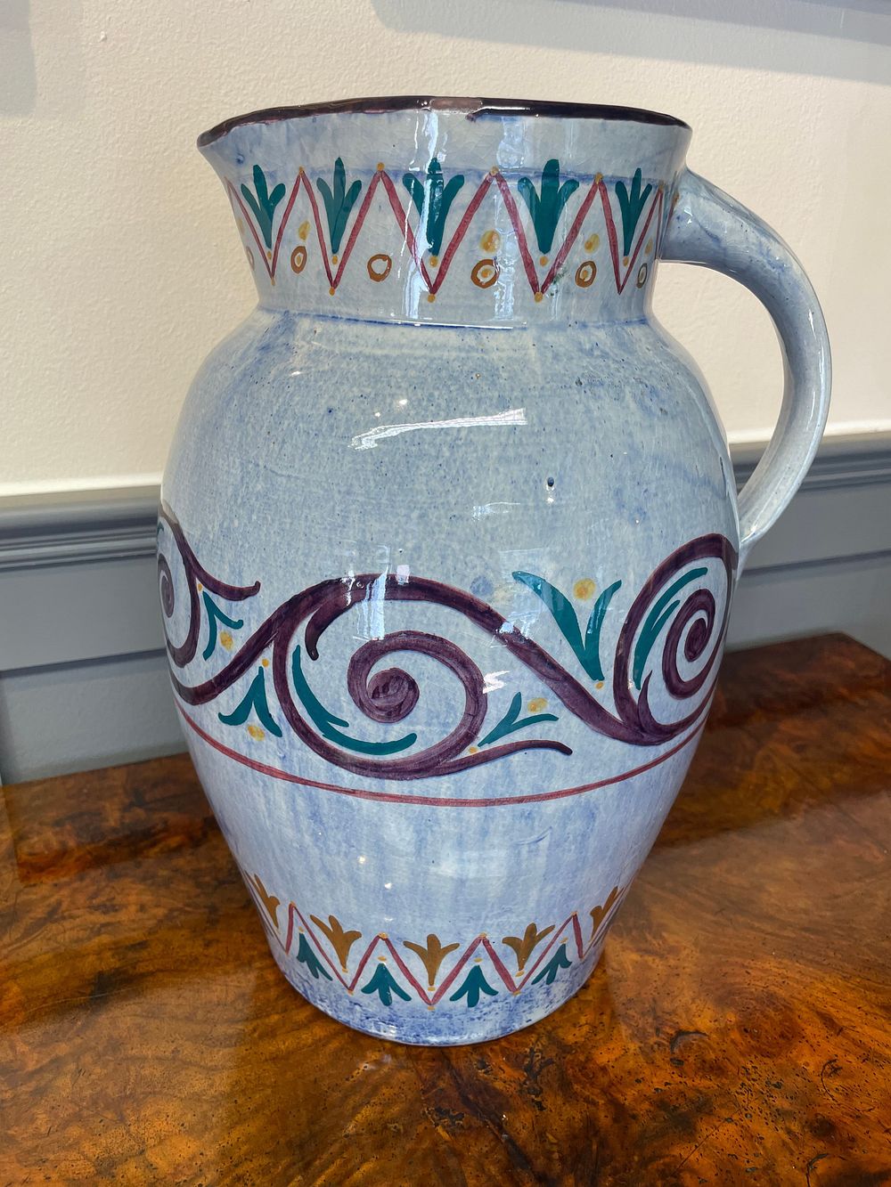 Lot 137 – Longpark Pottery Hand Painted Earthenware Pitcher by W.G. Howard Torquay England Dated 1938