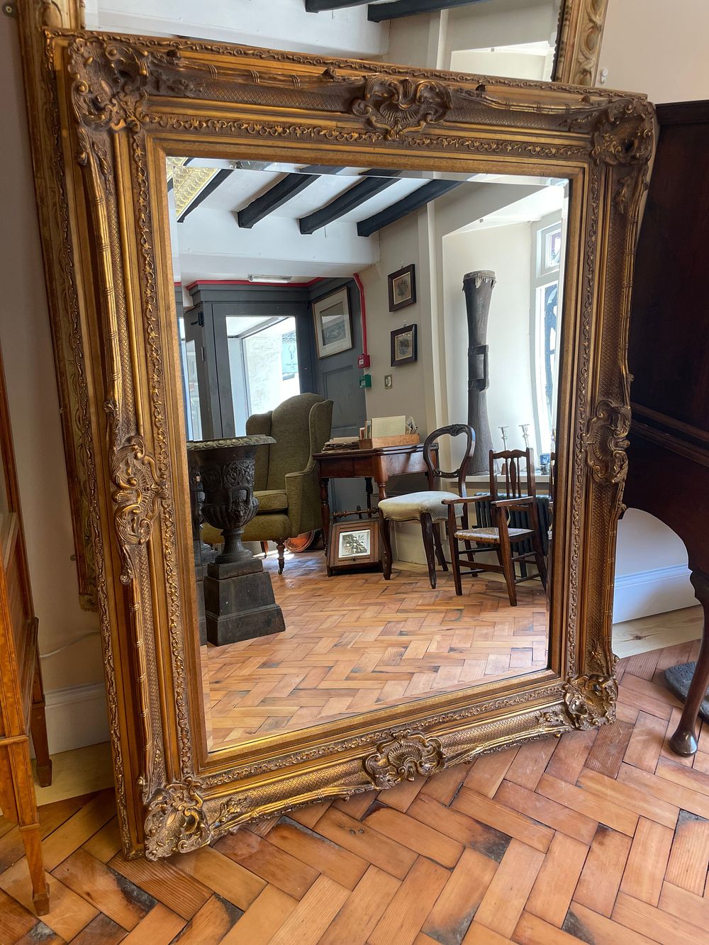 Lot 277 – Large Rococo Revival Style Gilt Composition Beveled Wall Mirror