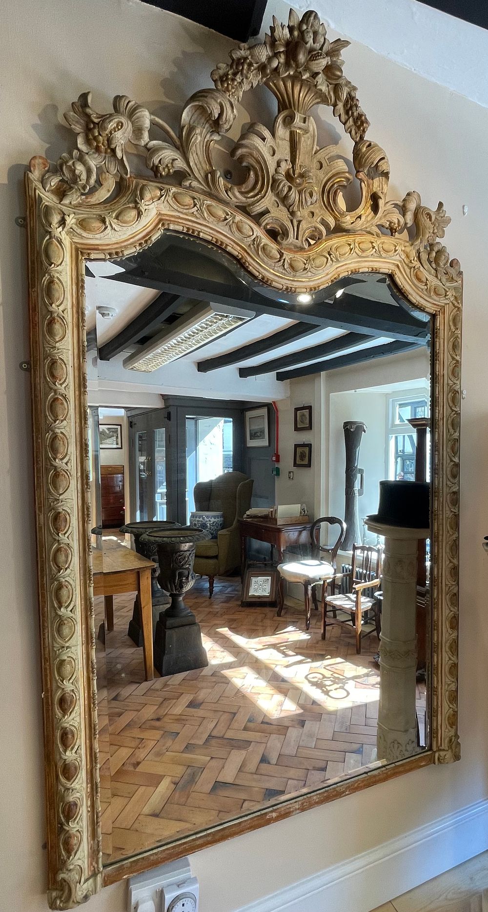 Lot 278 – Large French Style Ornate Giltwood and Cream Painted Wall Mirror