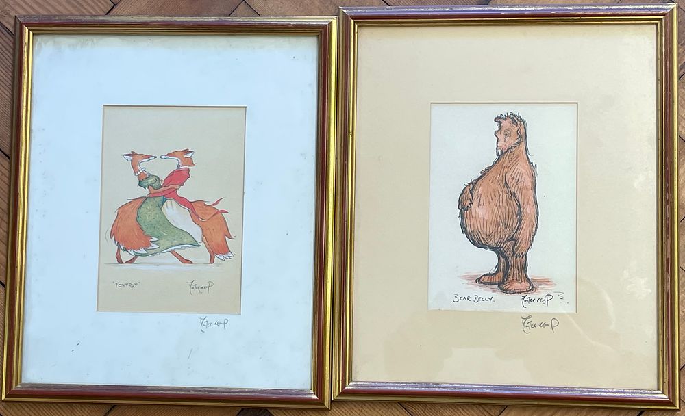 Lot 129 – A Pair of Anthropomorphic Illustrations by Claire Minter Kemp