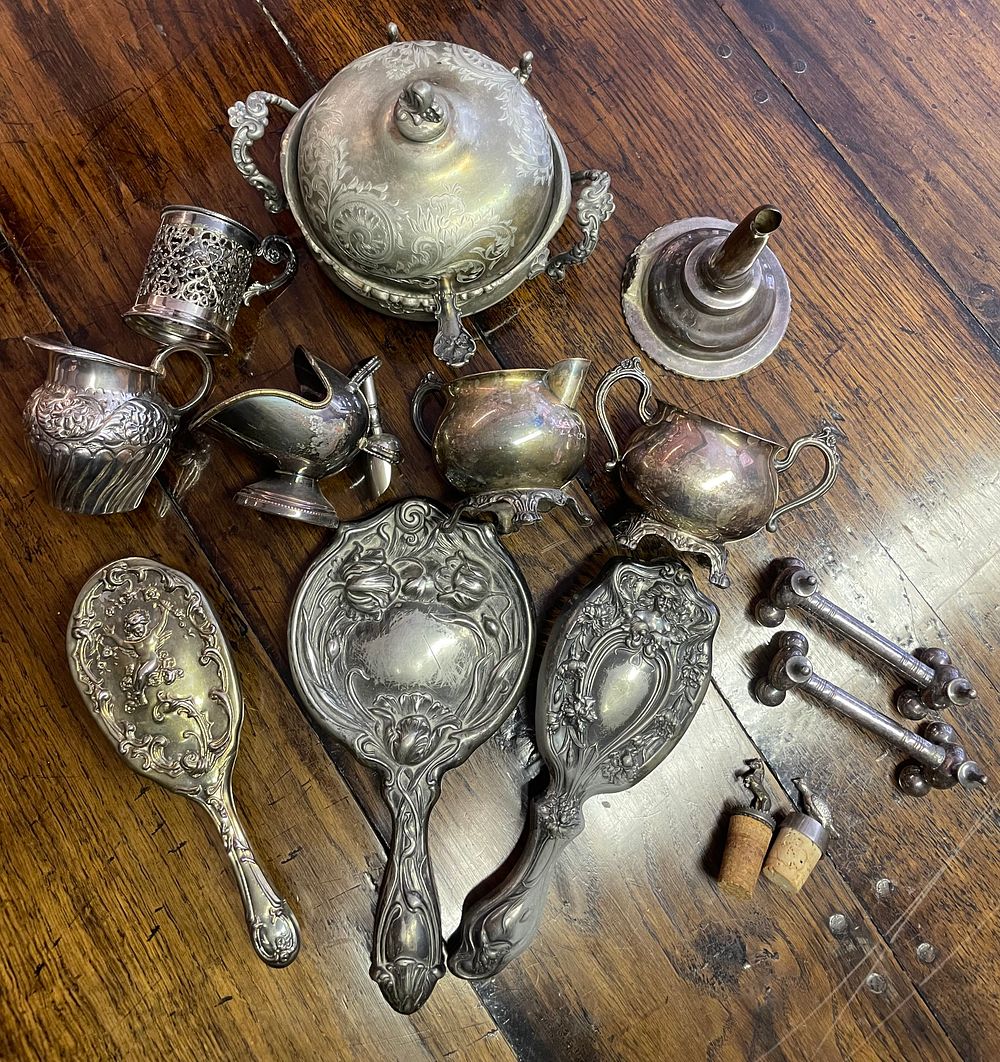 Lot 180 – An Assortment of Victorian and Art Nouveau Style Silver-Plated Tableware and Vanity Items