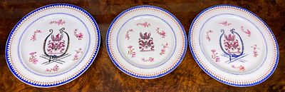 A Trio of Chinese Republic Period Armorial Porcelain Plates Associated with Lin Sen. This set of 