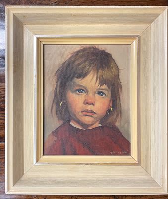 Portrait of a Young Girl, Oil on Canvas. An oil on canvas portrait of a young girl. The subject 
