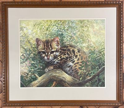 Arthur Spencer Roberts (British, 1920-1997), Leopard Cat, 1994. An original wildlife painting by 