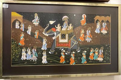 A Framed Indian Picture On Cloth