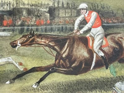 An Original Horse Racing Watercolour By T Walsh. An Original Signed Horse Racing Watercolour By 