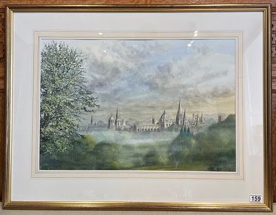 Watercolour Of The Spires In Oxford By K Alesser