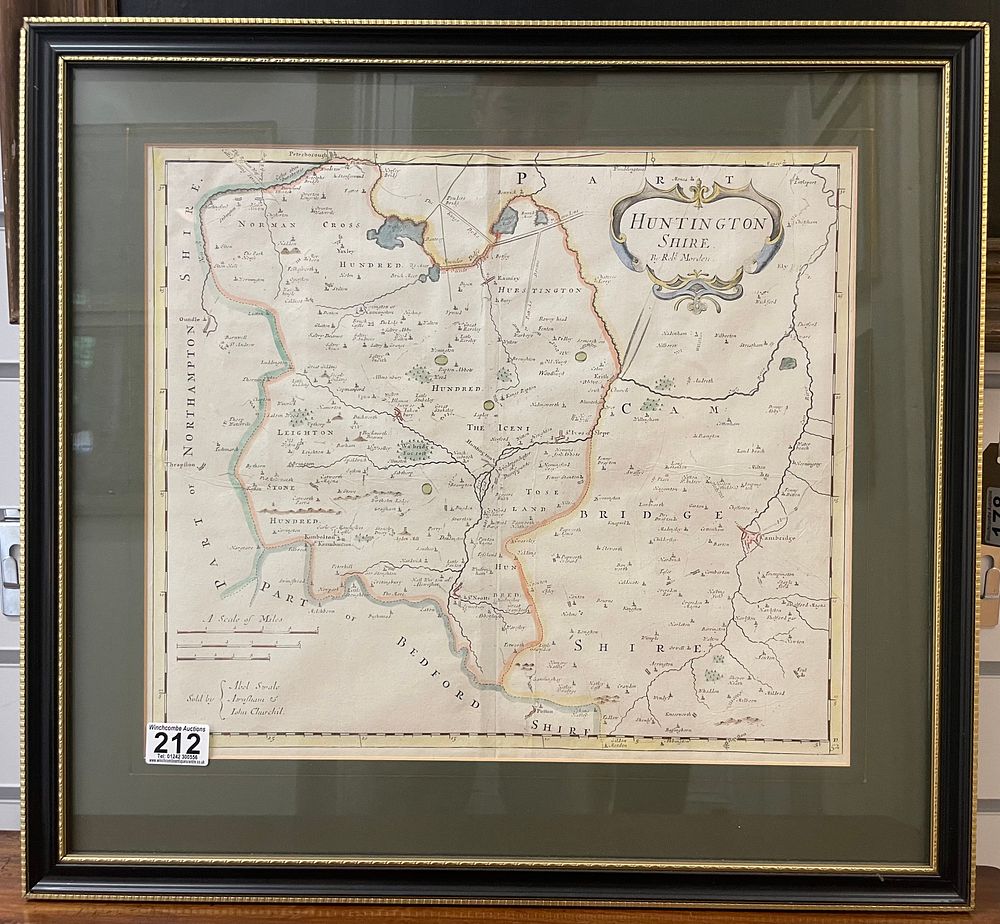 Lot 191 – A Hand Coloured Map By Robert Morden (1650 – 1702) Of Huntingtonshire