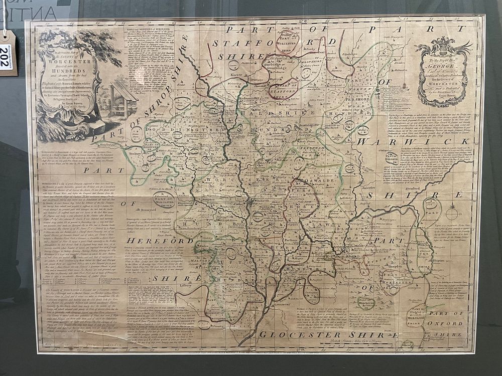 Lot 192 – A Large Map Of Worcestershire By Eman Bowen 1694 -1767