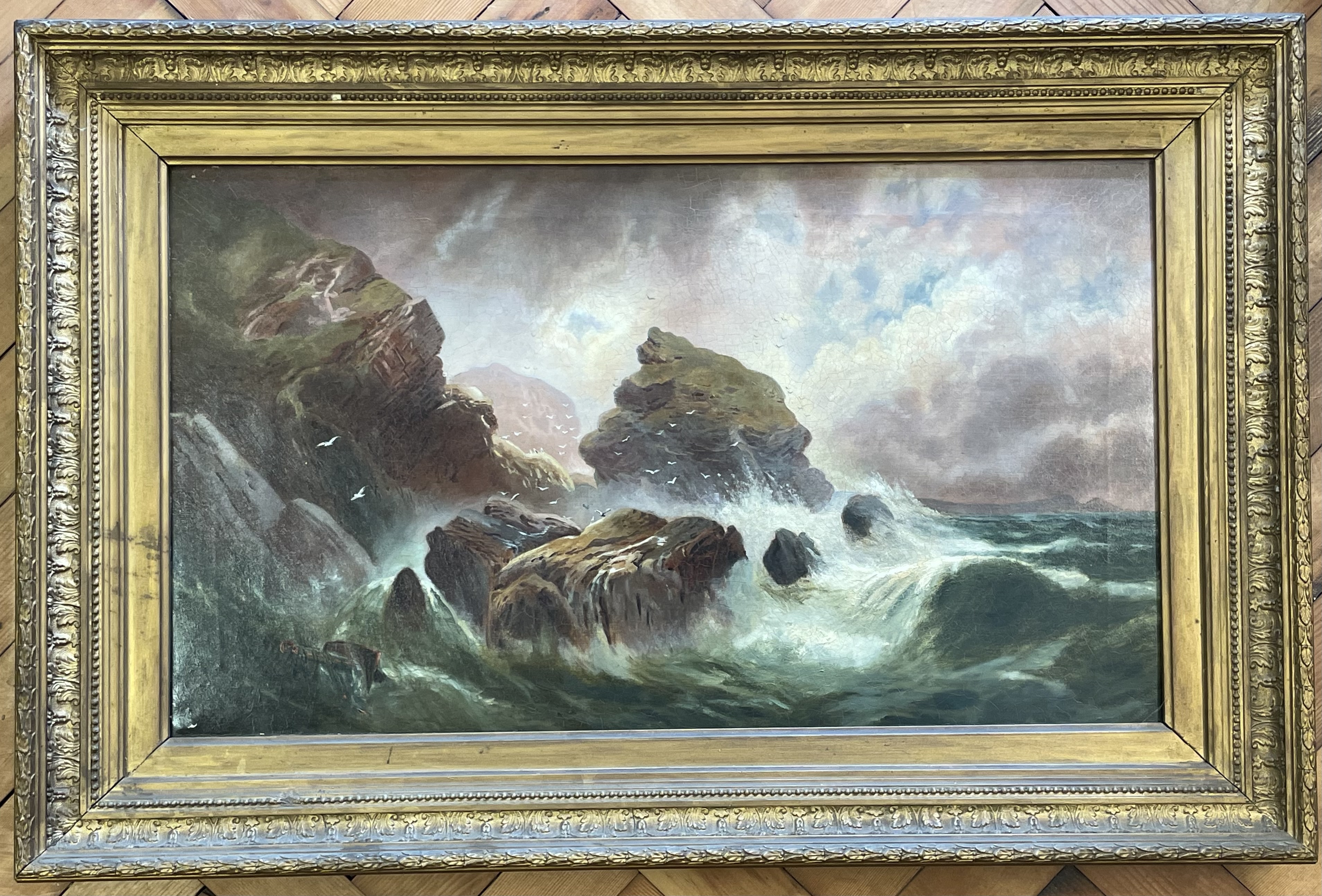 Abraham Hulk, Coastal Seascape with Crashing Waves, Oil on Canvas