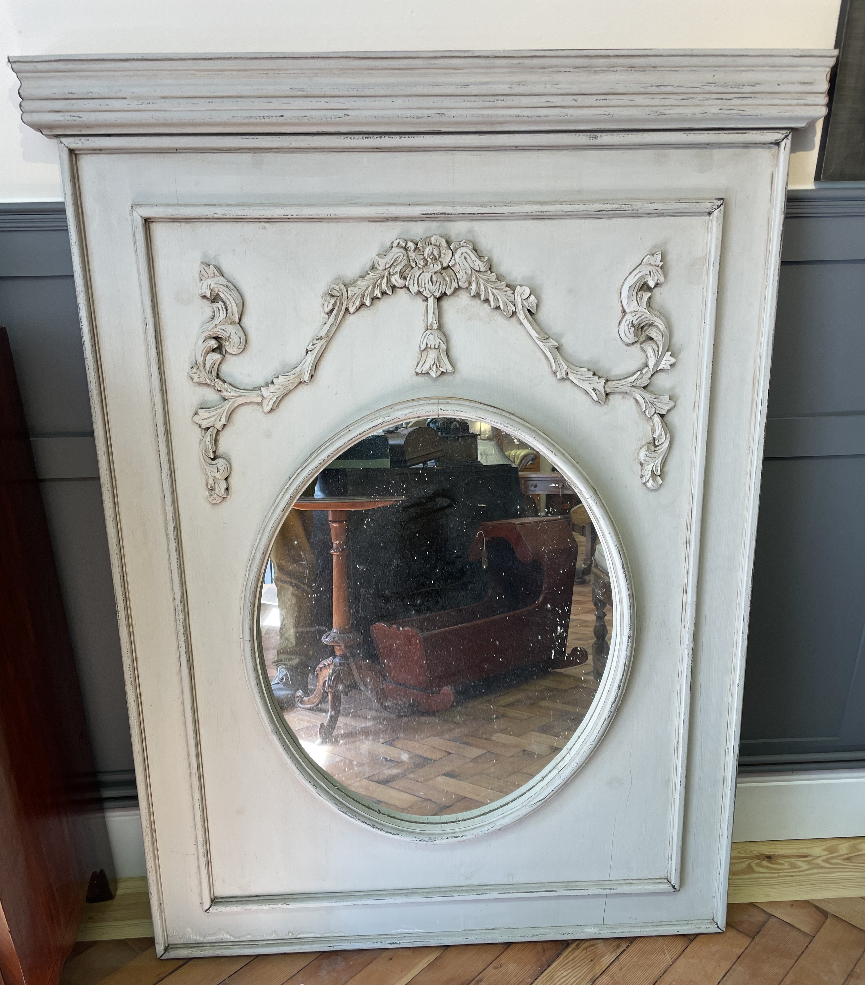 A Large French Style Trumeau Mirror