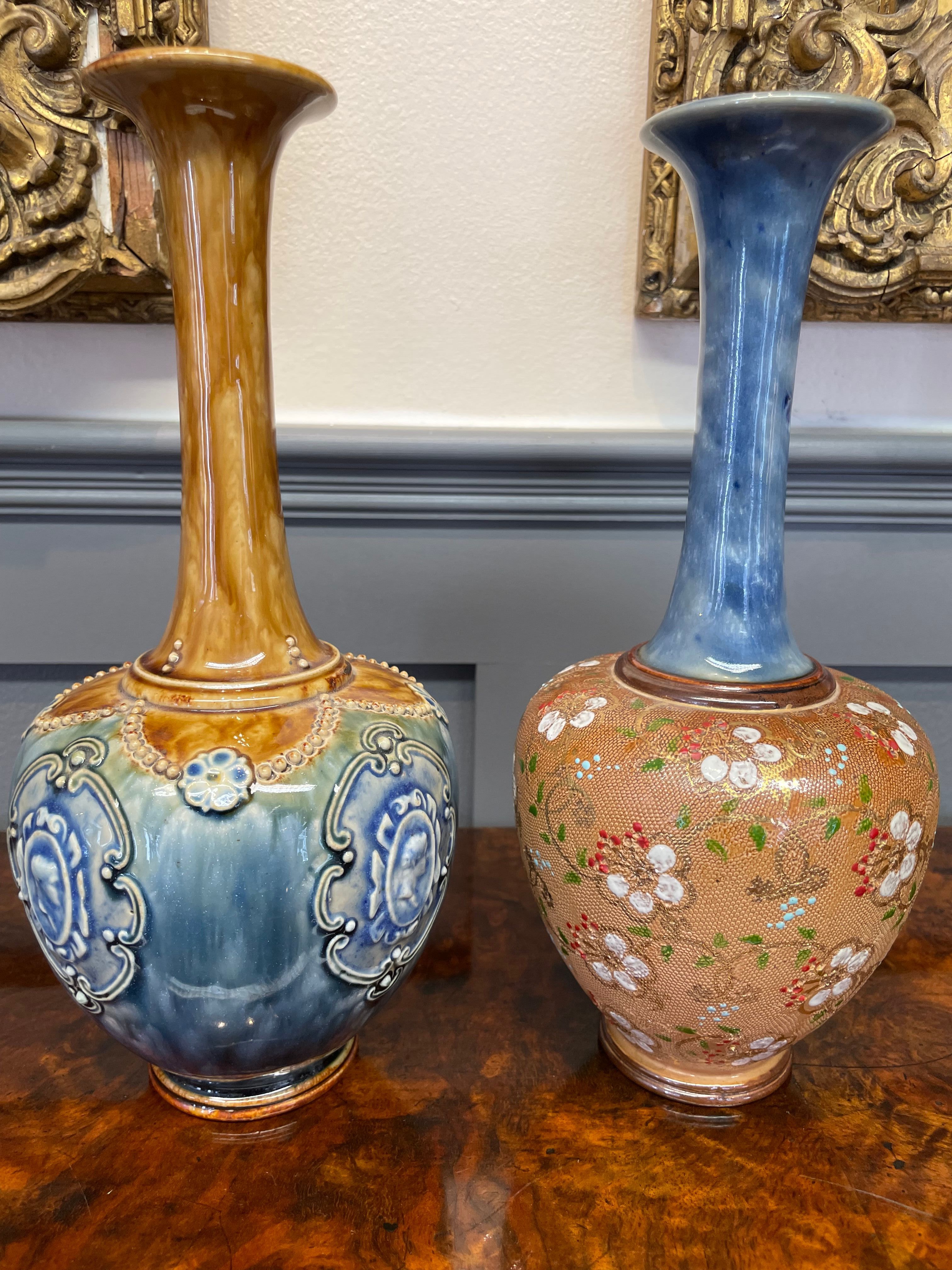 Two Royal Doulton Lambeth Stoneware Vases