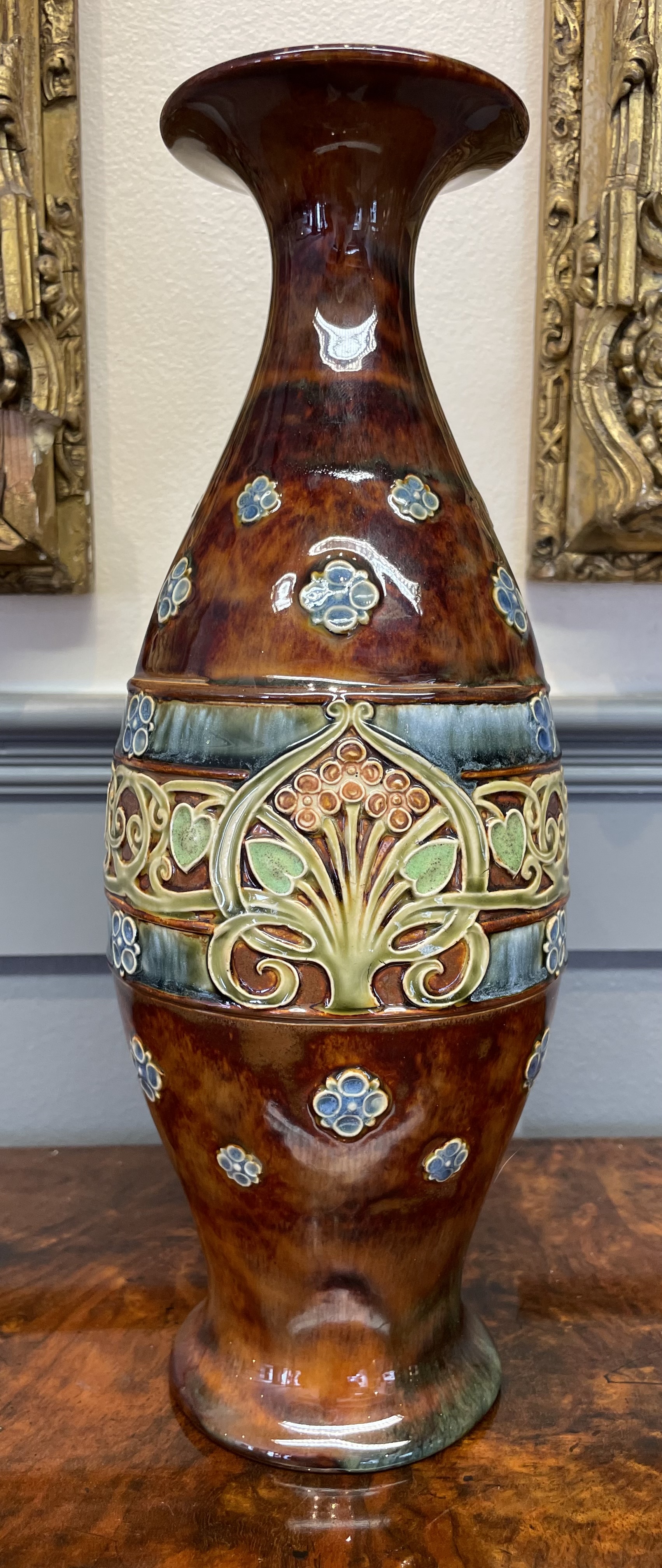 Doulton Lambeth Art Nouveau Salt-Glazed Stoneware Vase by Elizabeth Adams