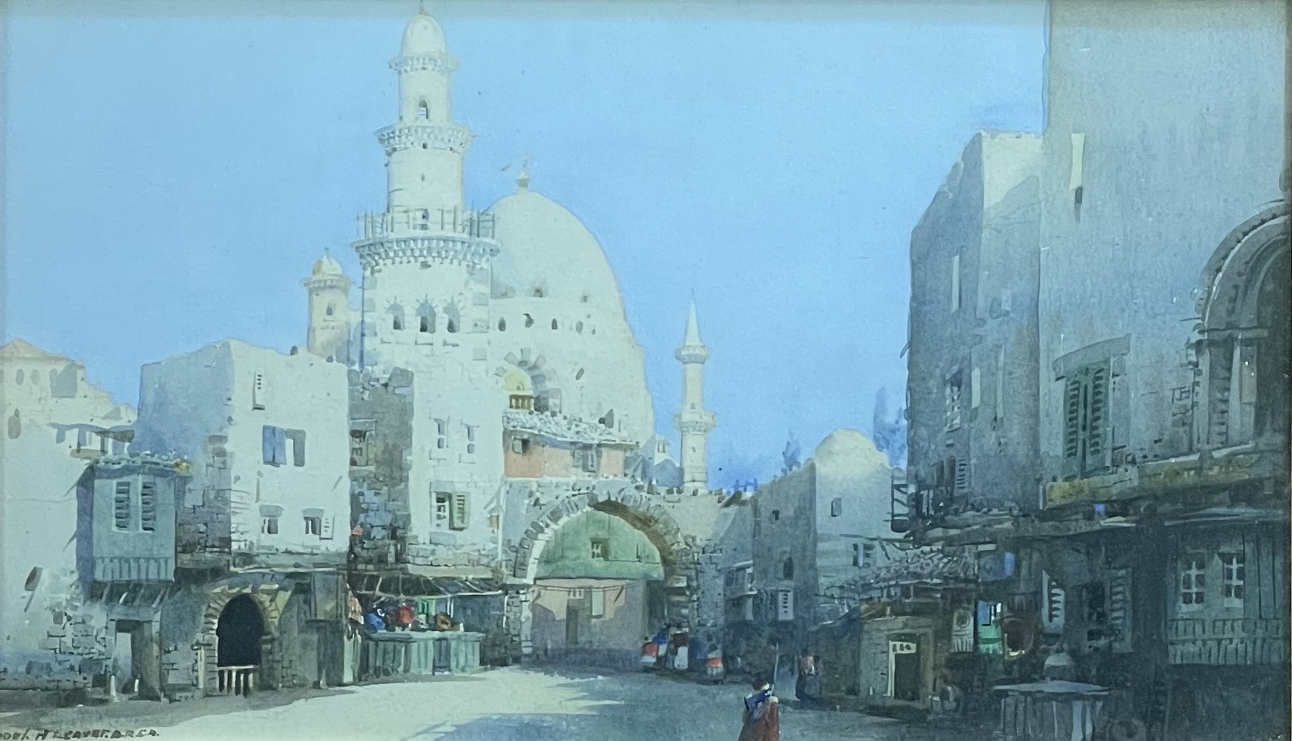 Noel Harry Leaver ARCA Orientalist Watercolor Street Scene