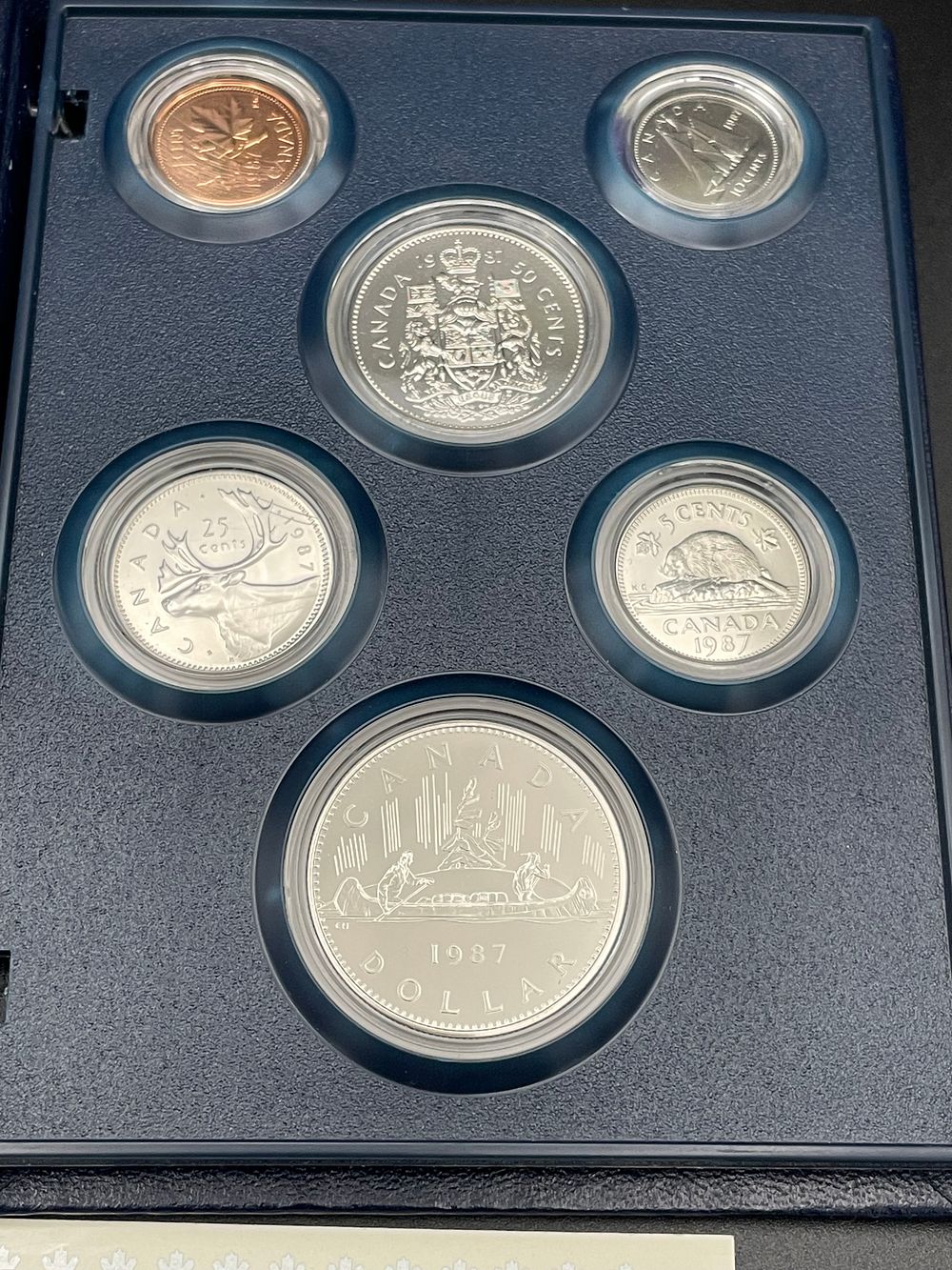 Lot 154 – 1987 Royal Canadian Mint 6-Coin Specimen Set Original Case and COA