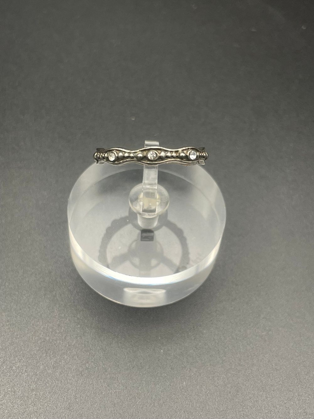 Lot 119 – Silver Tone Scalloped Band Ring Set with Small Colorless Stones