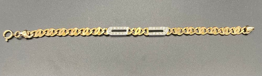 Lot 124 – Two Tone 9 Karat Gold and Gemstone Curb Link Bracelet
