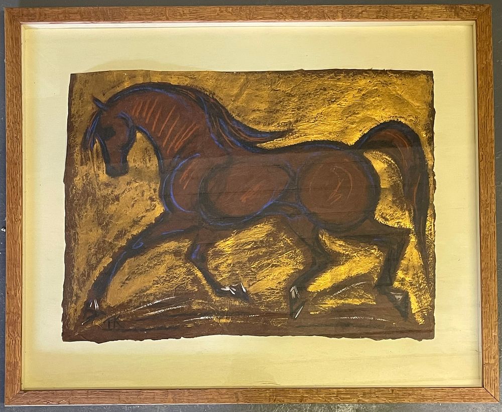 Lot 234 – Modernist Horse Mixed Media on Paper (Signed)