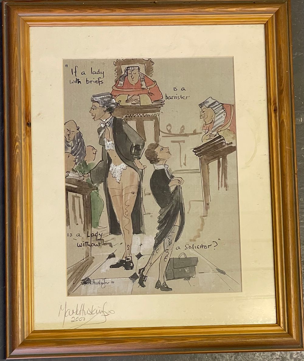 Lot 239 – Mark Huskinson Signed Original Legal Themed Cartoon Watercolor