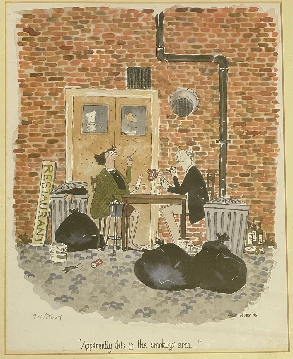 Lot 240 – Annie Tempest Limited Edition Offset Lithograph Apparently This is the Smoking Area