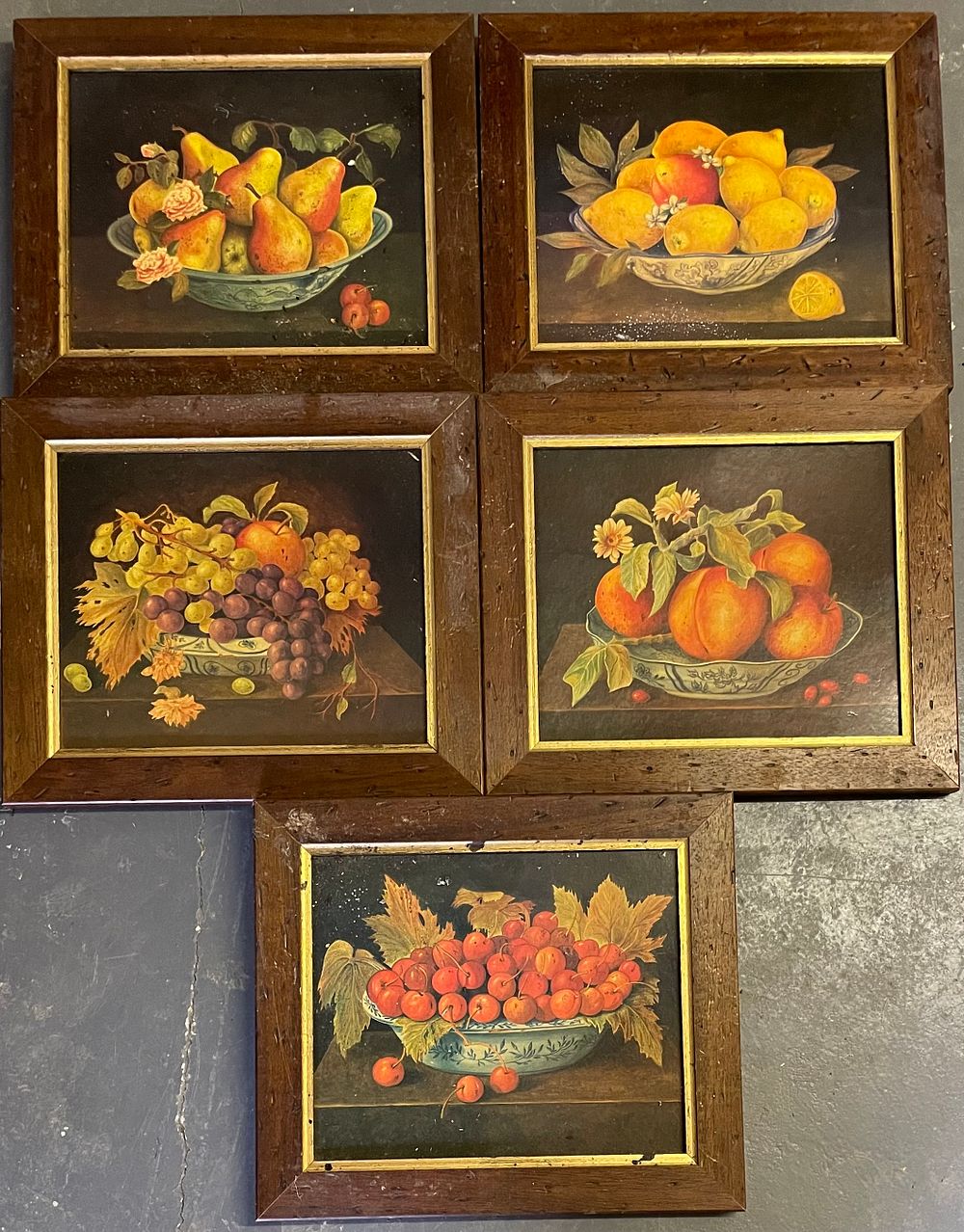 Lot 241 – A Set of Five Still Life Fruit Oil Paintings in Matching Frames