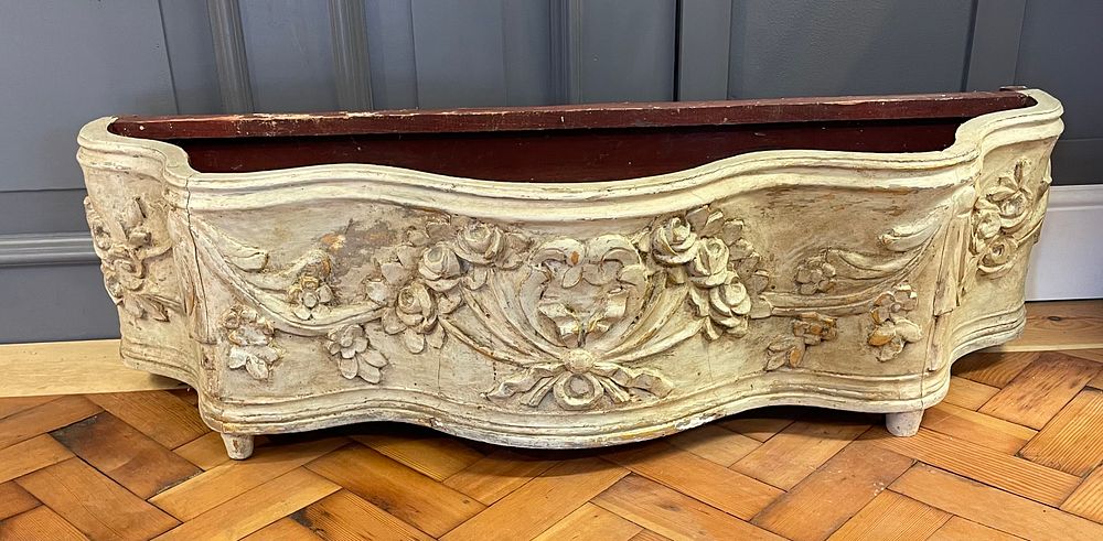 Lot 163 – French Louis XV Style Carved and Painted Wood Floor Jardiniere