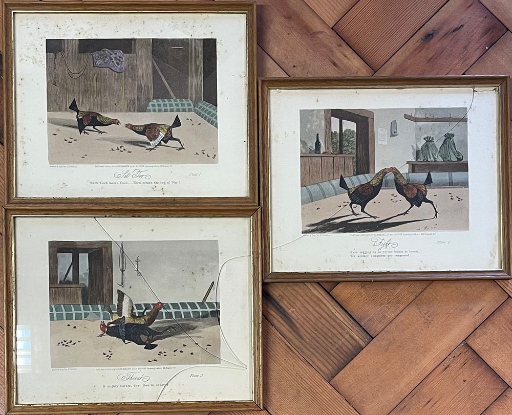 Lot 253 – Trio of Newton Fielding Hand-Colored Cockfighting Aquatints