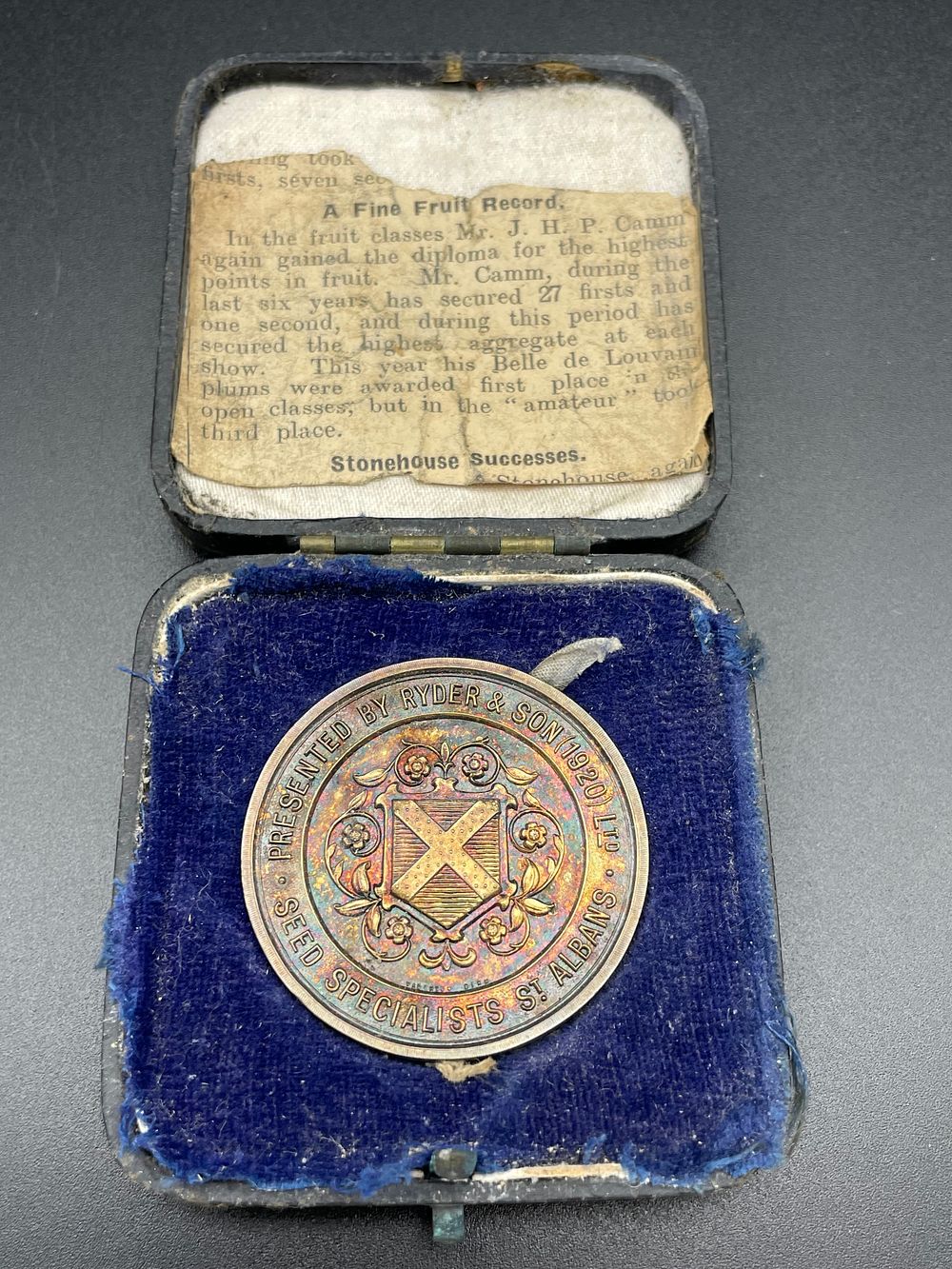 Lot 271 – UK 1929 Ryder & Son (1920) Ltd Seed Specialists Sterling Silver Medal