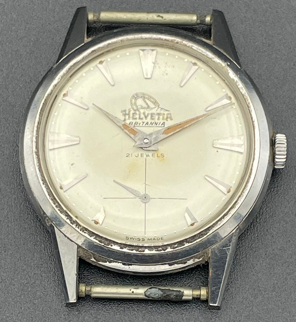 Lot 272 – Helvetia Britannia 21 Jewels Manual Wind Stainless Steel Wristwatch