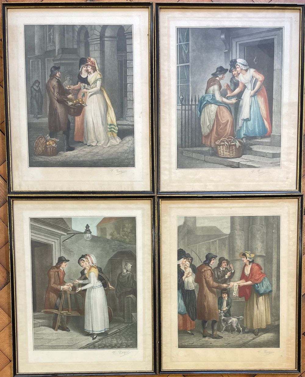 Lot 275 – A Set of Four Color Stipple Engravings Signed F. Petitjean After Francis Wheatley Cries of London