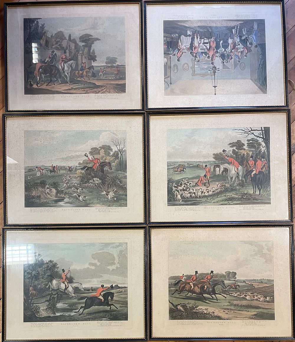 Lot 278 – A Set of Six Framed Bachelor’s Hall Hand Colored Aquatint Fox Hunting Prints