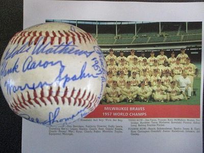 1957 Milwaukee Braves Team-Signed Baseball. "Enjoy FREE shipping on all items in this 