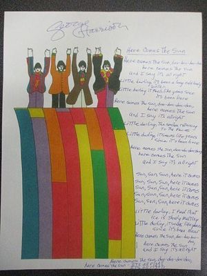Beatles "Here Comes the Sun Signed George Harrison. Beatles "Here Comes the Sun" Signed by 