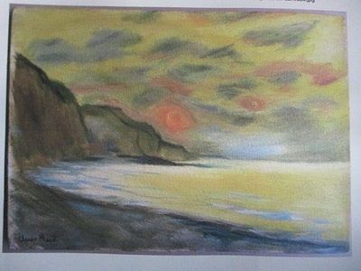 Claude Monet "Shore Landscape" Original Oil on Canvas (10" x 14").Offered here is a beautiful 